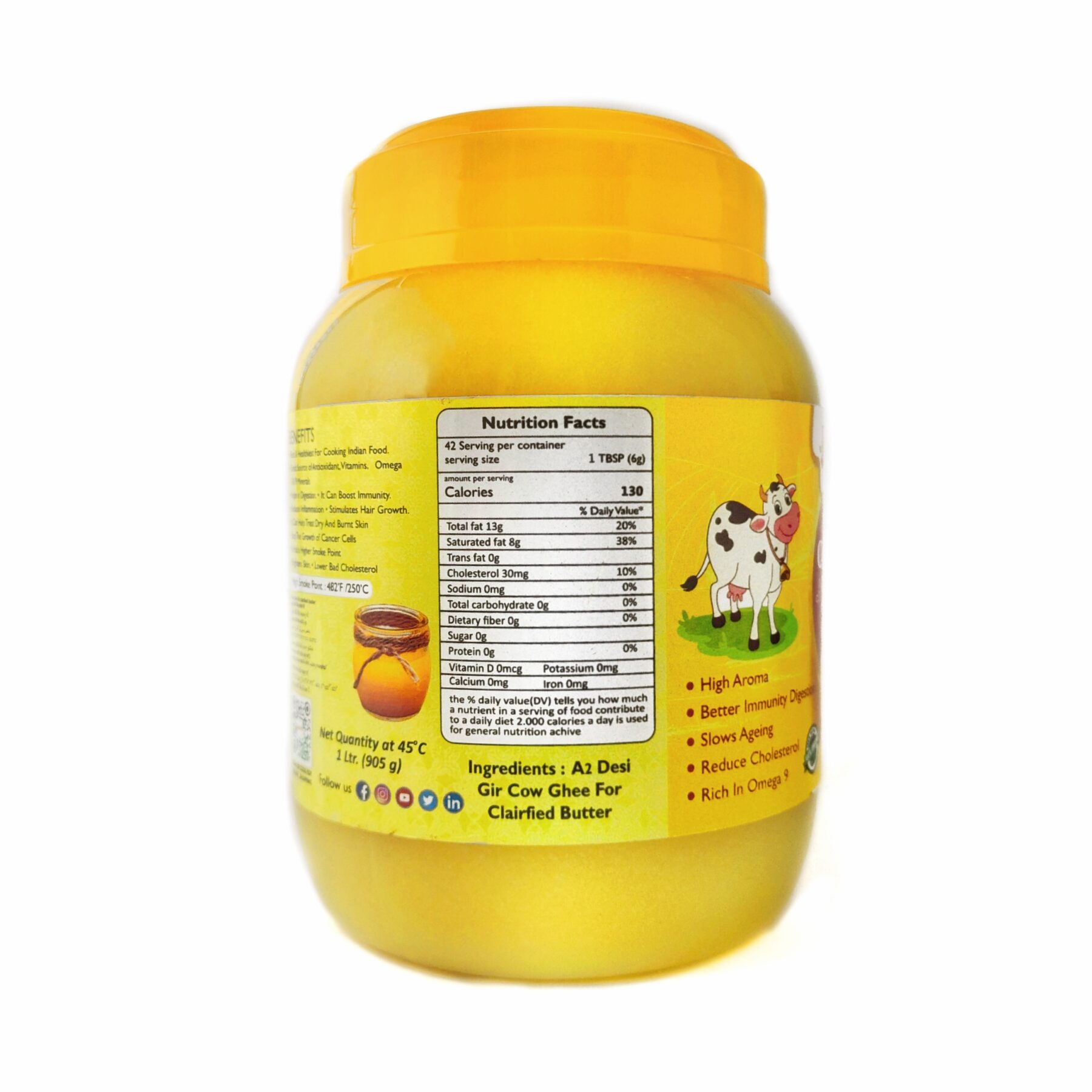 KAPU & RANCHO INTERNACIONAL A2 Premium Gir Cow Cultured Ghee | Vedic Bilona Two Way Hand Churned | Indian Gir Cow Ghee, Pure A2 Gir Cow Ghee, Natural & Healthy – 500ml (500Gm) - Image 2